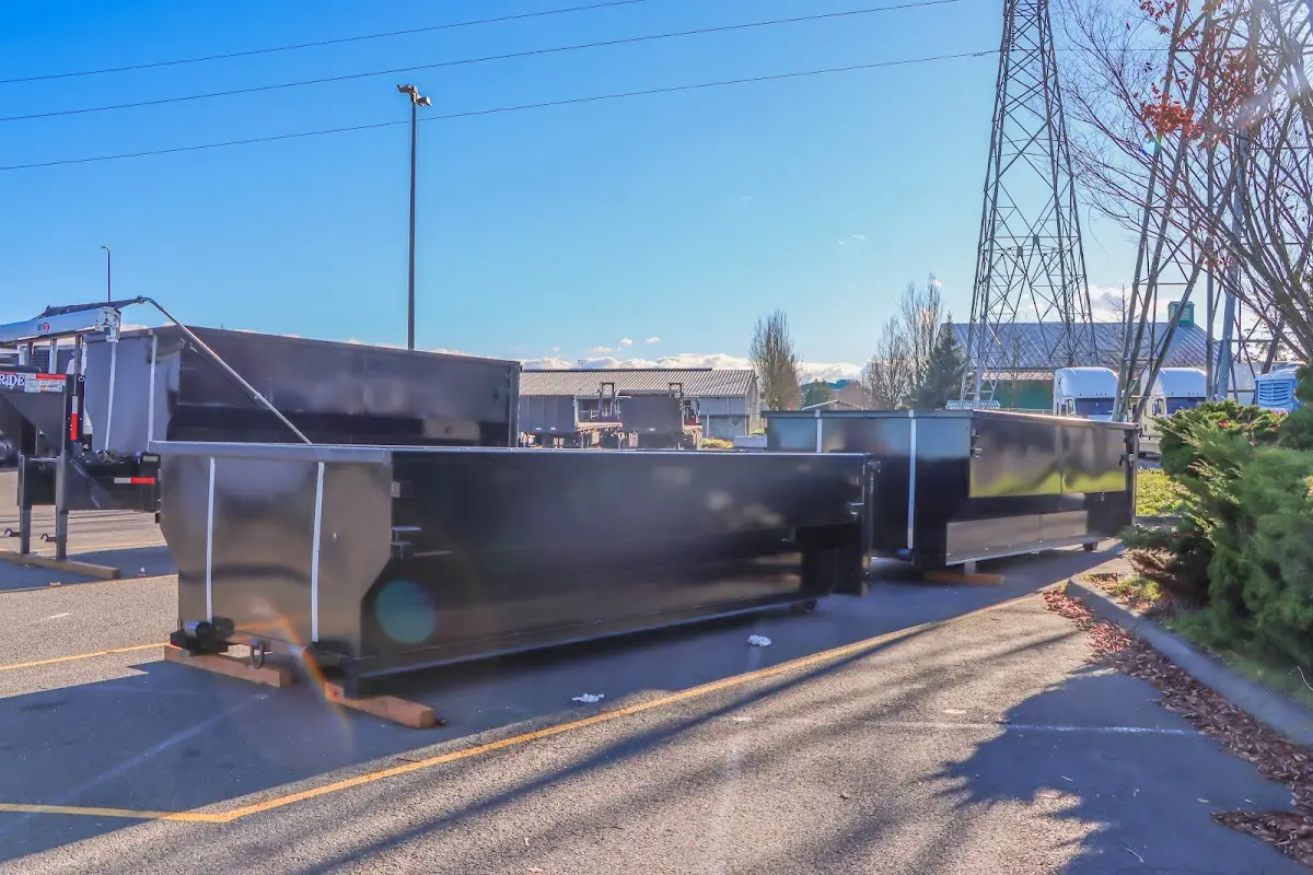 Roll-off dumpster ready for waste disposal at job site for Construction Dumpster Rental in River Rouge